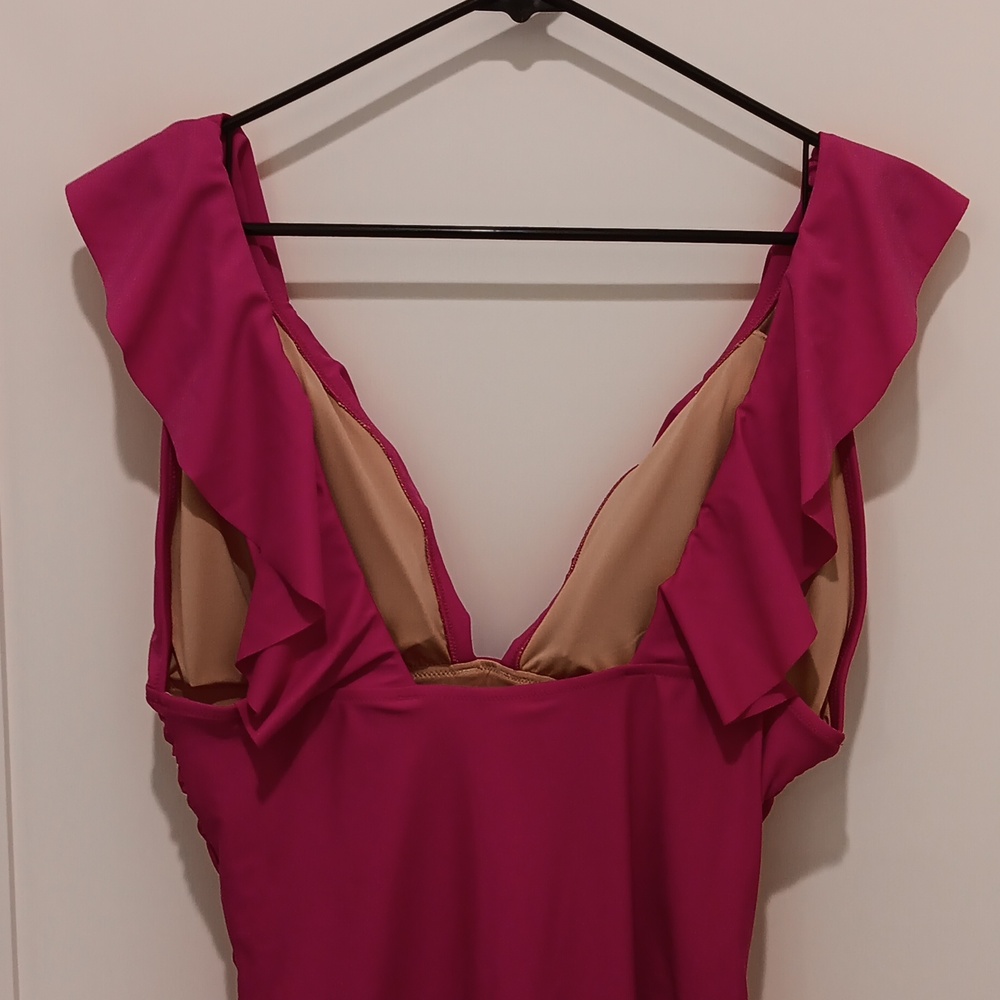 NWT, J. Crew Ruched Ruffle Front Swimsuit - Picture 7 of 10